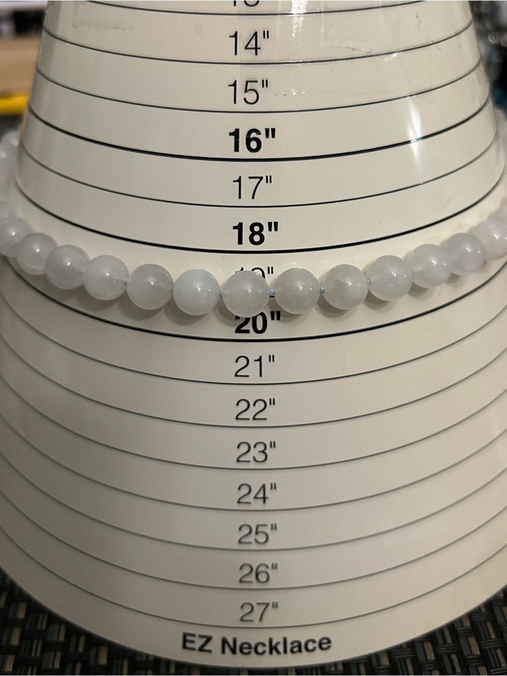 White Moonstone Hand Knotted 10mm Beaded Necklace - Picture 5 of 5